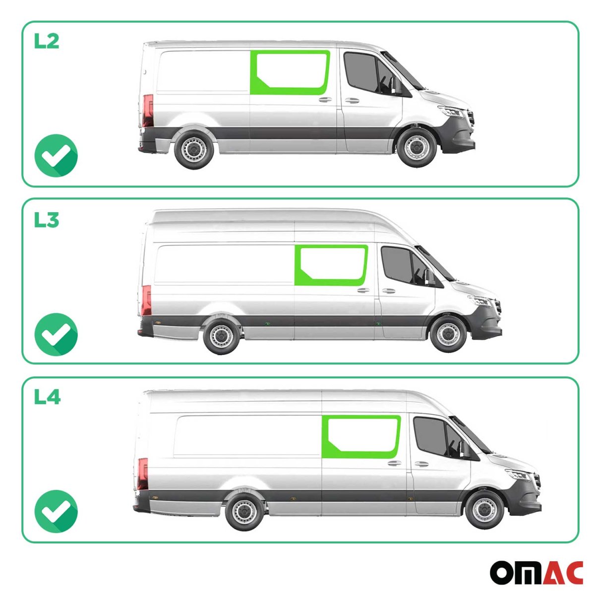 Mercedes Sprinter Front Side Fixed Glass - Right - Omac - Galaxy (Sliding Door) - '19-'25
